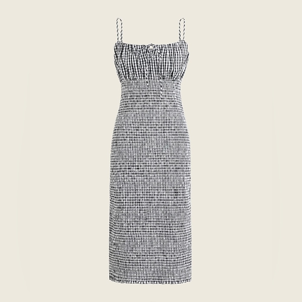 J. Crew Smocked Gingham Dress NWT 🍒